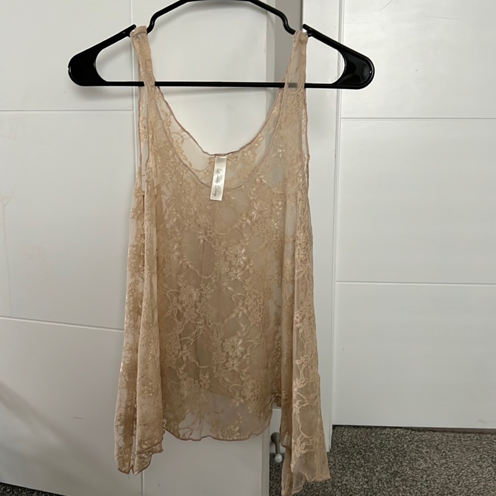 Nude lace tank